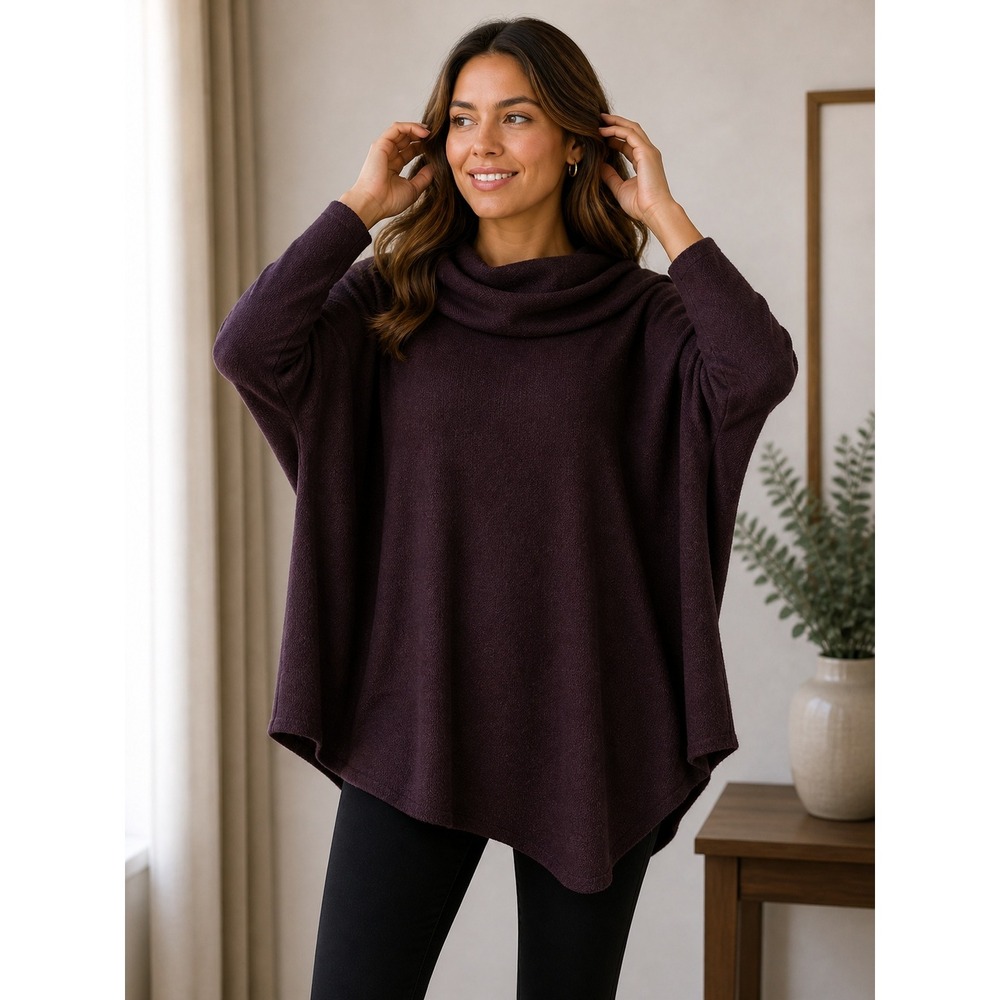 Lane Bryant Womens Plus Size 22/24 Purple Cowl‎ Neck Oversized Poncho Sweater